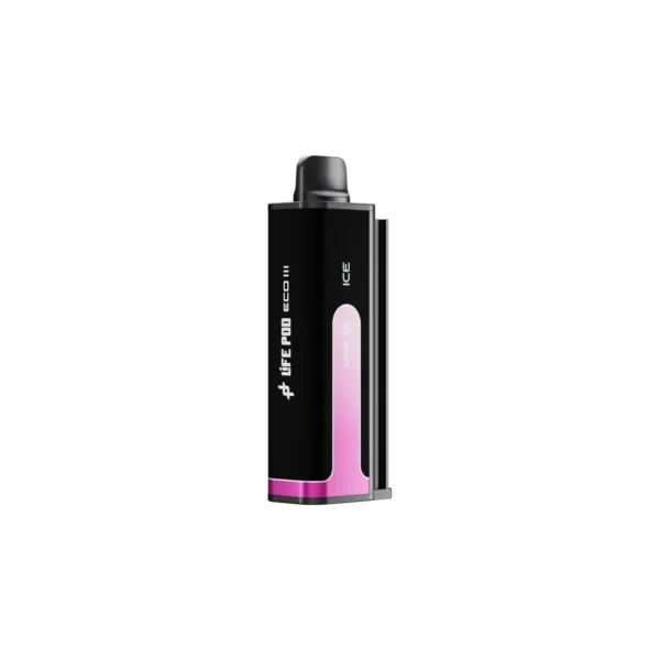 Refil Life Pod Eco 3 20.000 puffs sabor Love 66, cartucho preto de frente, em fundo branco